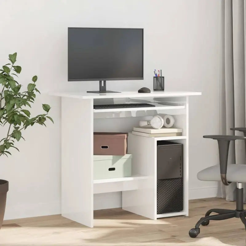 Modern bureau van bewerkt hout met hoogglans wit en makkelijk schoon te maken - Bureaus