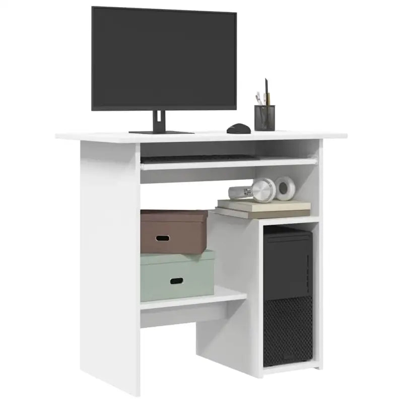 Modern bureau van bewerkt hout met hoogglans wit en makkelijk schoon te maken - Wit - Bureaus
