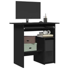 Modern bureau van bewerkt hout met hoogglans wit en makkelijk schoon te maken - Zwart - Bureaus
