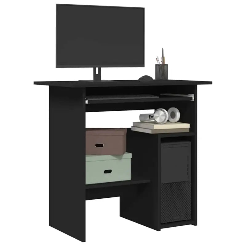 Modern bureau van bewerkt hout met hoogglans wit en makkelijk schoon te maken - Zwart - Bureaus
