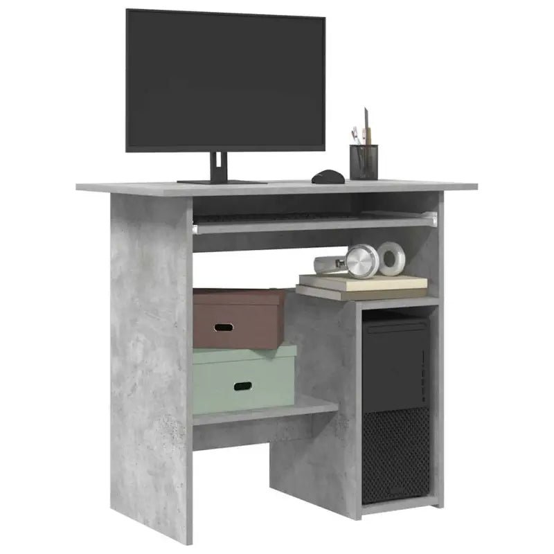 Modern bureau van bewerkt hout met hoogglans wit en makkelijk schoon te maken - Betongrijs - Bureaus