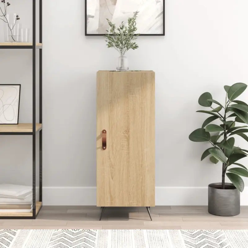 Modern dressoir in sonoma eiken met metalen poten en bewerkt hout - Dressoirs & buffetkasten