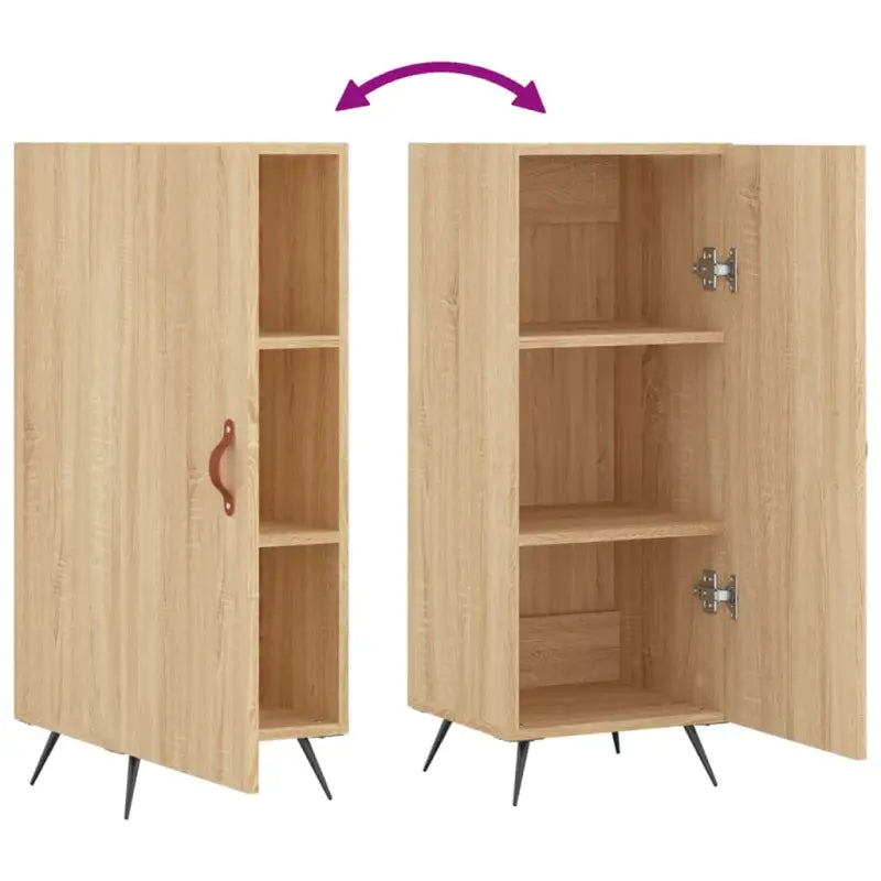 Modern dressoir in sonoma eiken met metalen poten en bewerkt hout - Dressoirs & buffetkasten