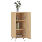 Modern dressoir in sonoma eiken met metalen poten en bewerkt hout - Dressoirs & buffetkasten