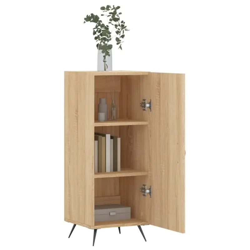 Modern dressoir in sonoma eiken met metalen poten en bewerkt hout - Dressoirs & buffetkasten