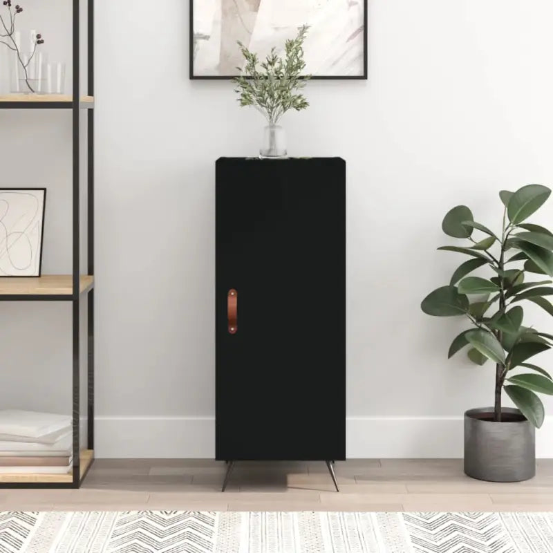 Modern dressoir in sonoma eiken met metalen poten en bewerkt hout - Zwart / 1 - Dressoirs & buffetkasten