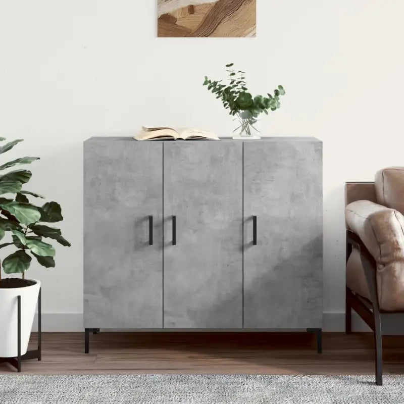 Modern dressoir met bewerkt hout en metalen poten voor een tijdloze uitstraling - Betongrijs / 1 - Dressoirs &