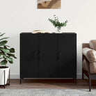 Modern dressoir met bewerkt hout en metalen poten voor een tijdloze uitstraling - Zwart / 1 - Dressoirs & buffetkasten
