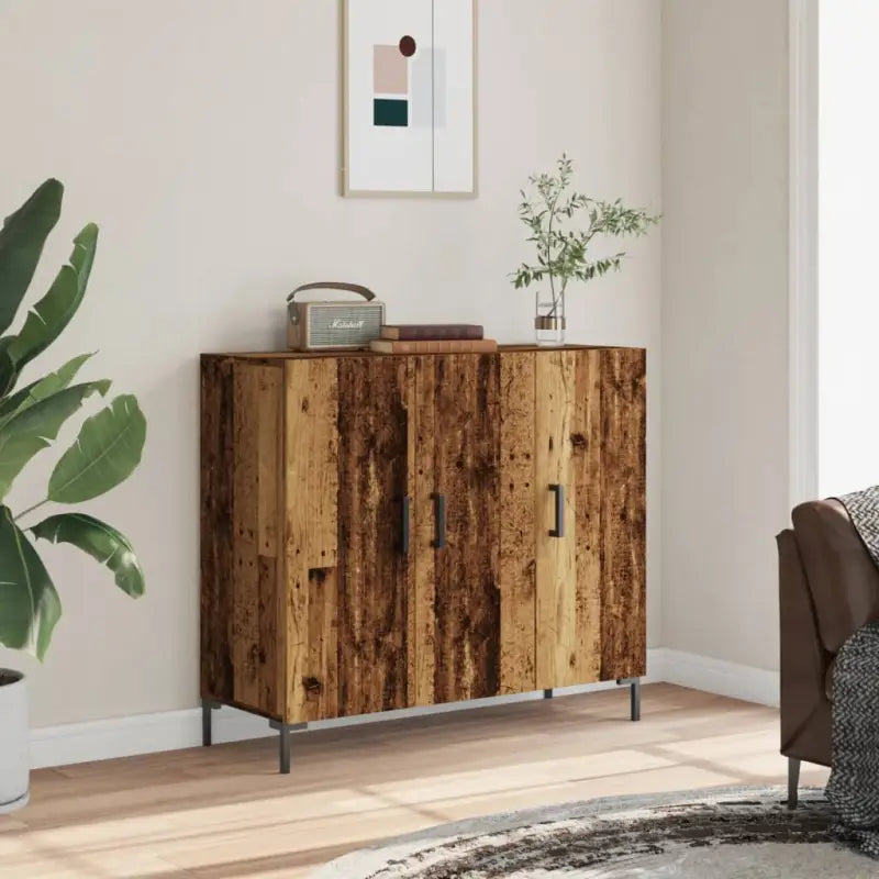 Modern dressoir met bewerkt hout en metalen poten voor een tijdloze uitstraling - Oud hout / 1 - Dressoirs &