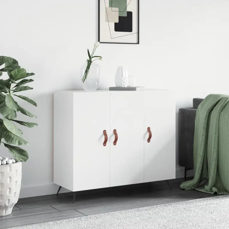 Modern dressoir met metalen poten en bewerkt hout in grijs sonoma - Wit / 1 - Dressoirs & buffetkasten