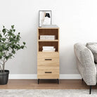 Modern dressoir met metalen poten en bewerkt hout voor een tijdloze uitstraling - Sonoma eiken / 1 - Dressoirs &