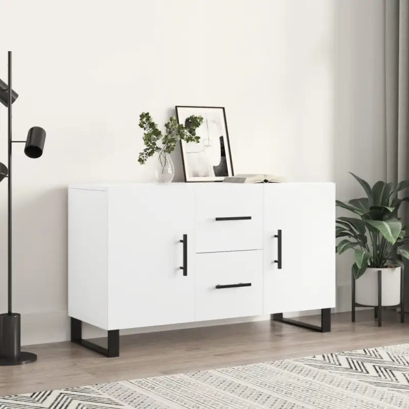 Modern dressoir met metalen poten en bewerkt hout voor een tijdloze uitstraling - Wit / 1 - Dressoirs & buffetkasten