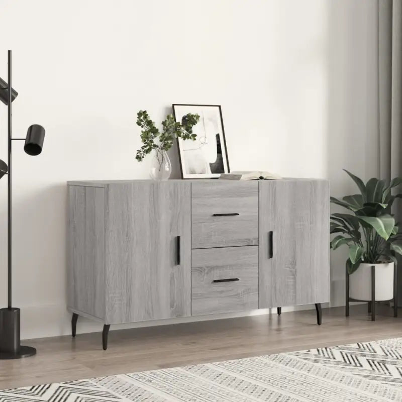Modern dressoir met metalen poten en bewerkt hout voor een tijdloze uitstraling - Grijs sonoma / 1 - Dressoirs &