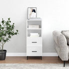 Modern dressoir met metalen poten en bewerkt hout voor een tijdloze uitstraling - Hoogglans wit / 1 - Dressoirs &