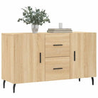 Modern dressoir met metalen poten en bewerkt hout voor een tijdloze uitstraling - Dressoirs & buffetkasten