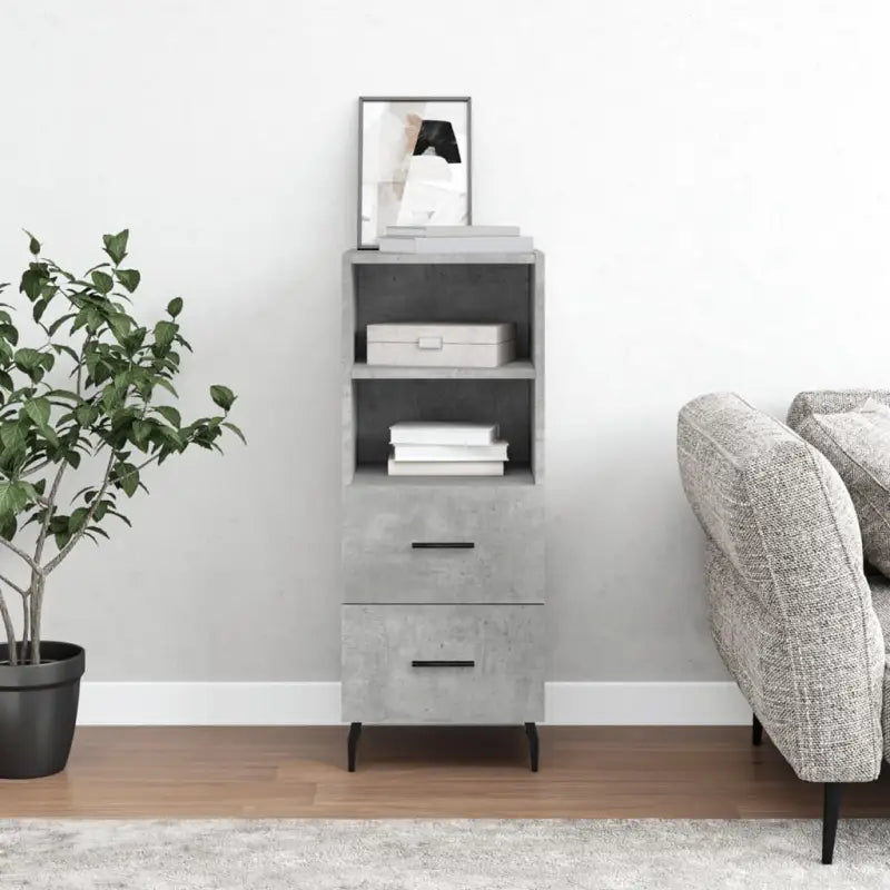 Modern dressoir met metalen poten en bewerkt hout voor een tijdloze uitstraling - Betongrijs / 1 - Dressoirs &