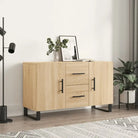 Modern dressoir met metalen poten en bewerkt hout voor een tijdloze uitstraling - Sonoma eiken / 1 - Dressoirs &