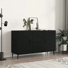 Modern dressoir met metalen poten en bewerkt hout voor een tijdloze uitstraling - Zwart / 1 - Dressoirs & buffetkasten