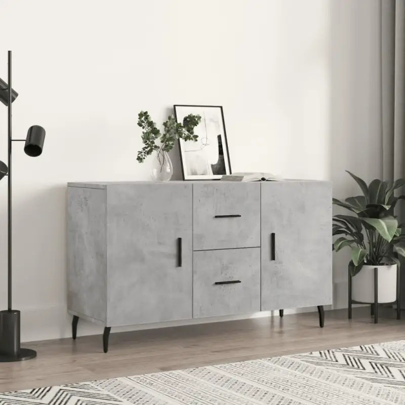Modern dressoir met metalen poten en bewerkt hout voor een tijdloze uitstraling - Betongrijs / 1 - Dressoirs &