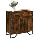 Modern dressoir met metalen poten en bewerkt hout voor een tijdloze uitstraling - Gerookt eiken / 1 - Dressoirs &
