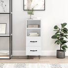 Modern dressoir met metalen poten in hoogglans wit en bewerkt hout - Dressoirs & buffetkasten