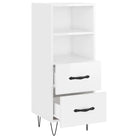 Modern dressoir met metalen poten in hoogglans wit en bewerkt hout - Dressoirs & buffetkasten