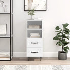 Modern dressoir met metalen poten in hoogglans wit en bewerkt hout - Wit / 1 - Dressoirs & buffetkasten