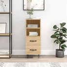 Modern dressoir met metalen poten in hoogglans wit en bewerkt hout - Sonoma eiken / 1 - Dressoirs & buffetkasten