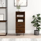 Modern dressoir met metalen poten in hoogglans wit en bewerkt hout - Bruineiken / 1 - Dressoirs & buffetkasten