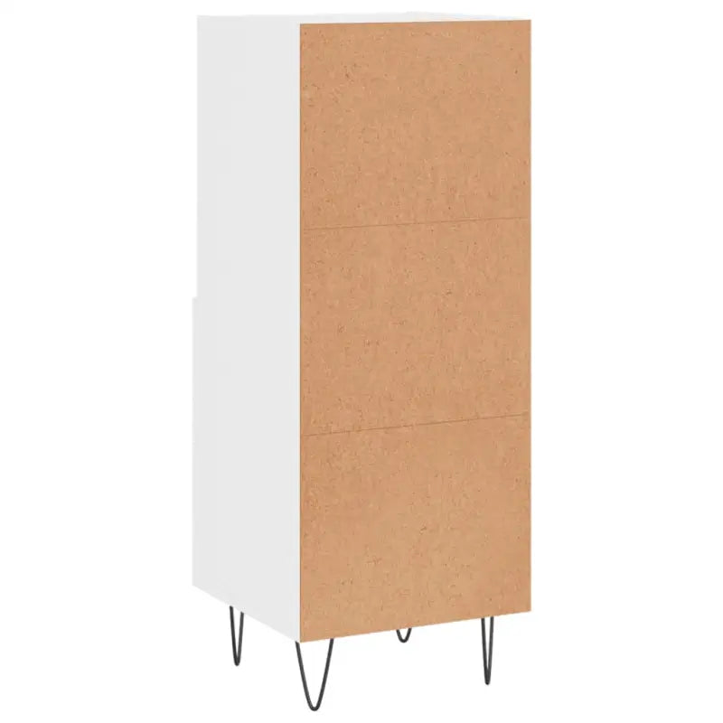 Modern dressoir met metalen poten in hoogglans wit en bewerkt hout - Dressoirs & buffetkasten