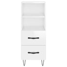 Modern dressoir met metalen poten in hoogglans wit en bewerkt hout - Dressoirs & buffetkasten