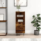 Modern dressoir met metalen poten in hoogglans wit en bewerkt hout - Gerookt eiken / 1 - Dressoirs & buffetkasten