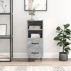 Modern dressoir met metalen poten in hoogglans wit en bewerkt hout - Betongrijs / 1 - Dressoirs & buffetkasten