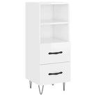 Modern dressoir met metalen poten in hoogglans wit en bewerkt hout - Dressoirs & buffetkasten