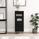 Modern dressoir met metalen poten in hoogglans wit en bewerkt hout - Zwart / 1 - Dressoirs & buffetkasten