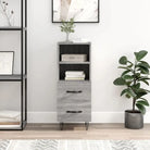Modern dressoir met metalen poten in hoogglans wit en bewerkt hout - Grijs sonoma / 1 - Dressoirs & buffetkasten