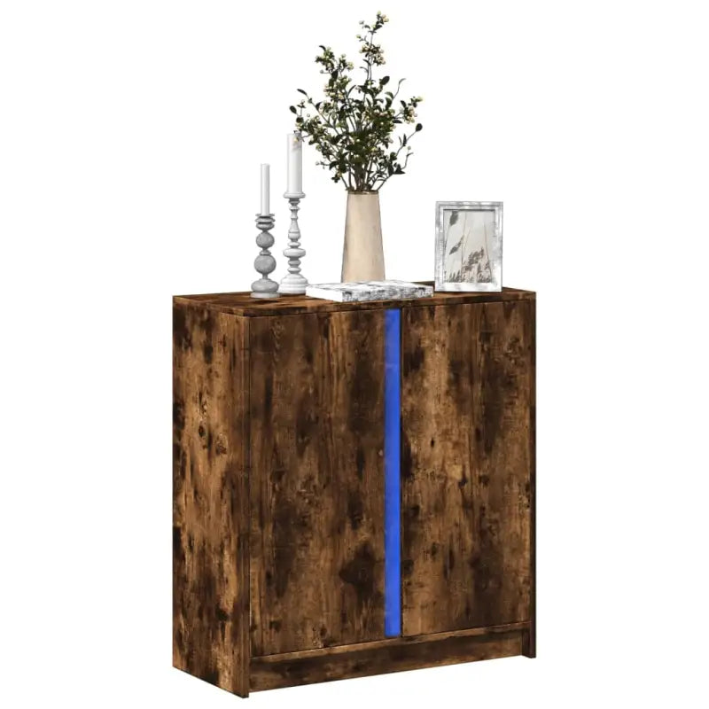 Modern dressoir met rgb led-verlichting en bewerkt hout for een stijlvol interieur - Gerookt eiken / 1 - Dressoirs &