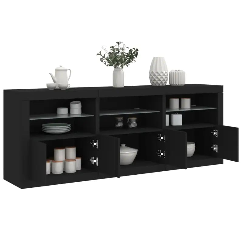 Modern dressoir met rgb led-verlichting en duurzaam bewerkt hout - Zwart / 1 - Dressoirs & buffetkasten