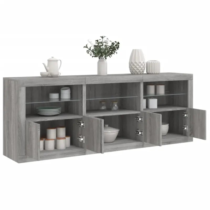 Modern dressoir met rgb led-verlichting en duurzaam bewerkt hout - Grijs sonoma / 1 - Dressoirs & buffetkasten