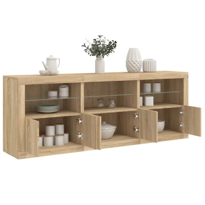 Modern dressoir met rgb led-verlichting en duurzaam bewerkt hout - Sonoma eiken / 1 - Dressoirs & buffetkasten