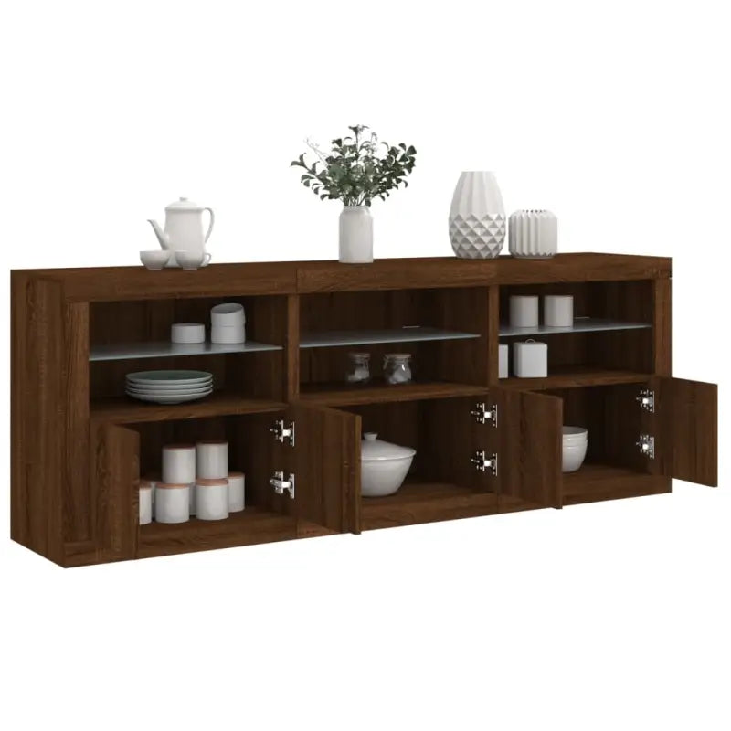 Modern dressoir met rgb led-verlichting en duurzaam bewerkt hout - bruin eikenkleur / 1 - Dressoirs & buffetkasten