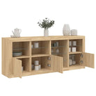 Modern dressoir met rgb led-verlichting en duurzame bewerkte houtoppervlakte - Sonoma eiken / 1 - Dressoirs &