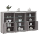 Modern dressoir met RGB LED-verlichting en duurzame houten afwerking - Grijs sonoma / 1 - Dressoirs & buffetkasten