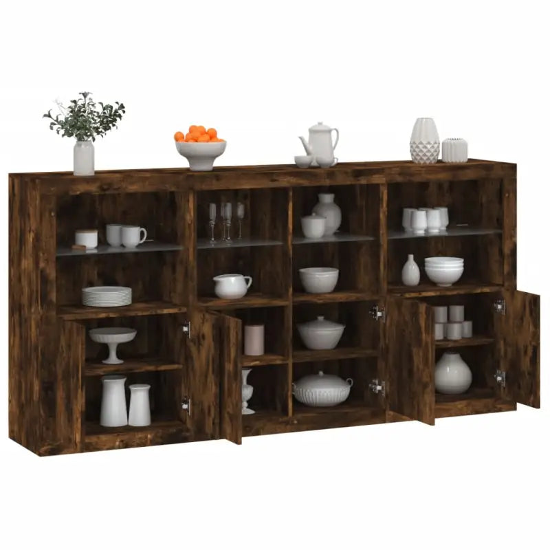 Modern dressoir met rgb led-verlichting en hoogwaardig bewerkt hout - Gerookt eiken / 1 - Dressoirs & buffetkasten