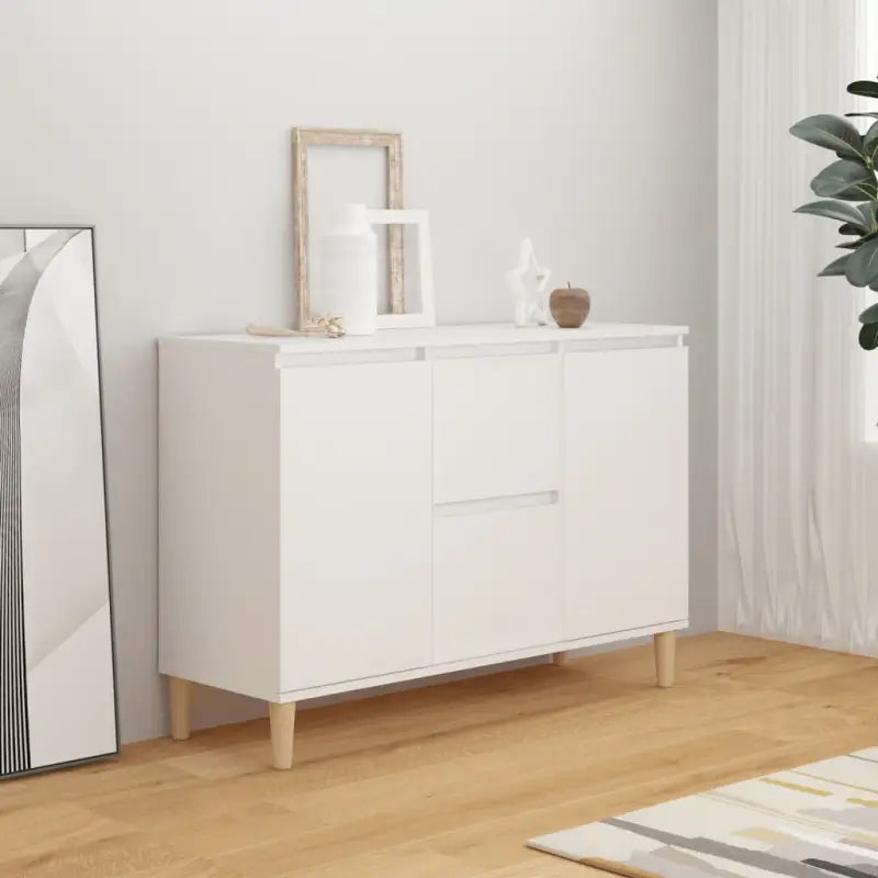 Modern dressoir van bewerkt hout in hoogglans wit stijlvol en stevig - Wit / 1 - Dressoirs & buffetkasten