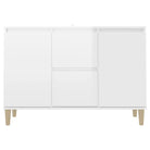 Modern dressoir van bewerkt hout in hoogglans wit stijlvol en stevig - Dressoirs & buffetkasten