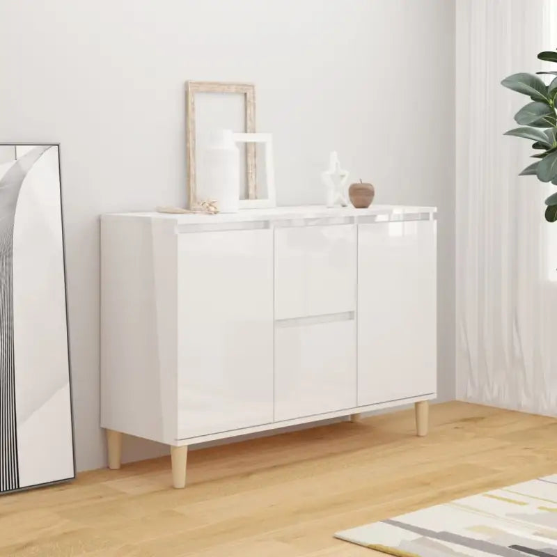 Modern dressoir van bewerkt hout in hoogglans wit stijlvol en stevig - Dressoirs & buffetkasten