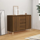Modern dressoir van bewerkt hout in hoogglans wit stijlvol en stevig - bruin eikenkleur / 1 - Dressoirs & buffetkasten