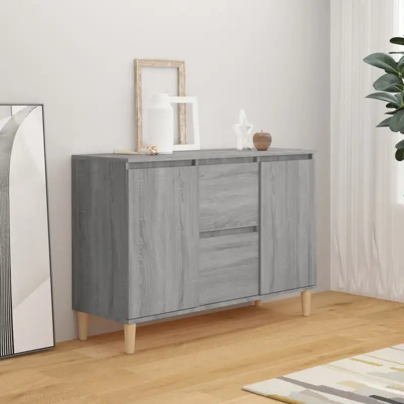 Modern dressoir van bewerkt hout in hoogglans wit stijlvol en stevig - Grijs sonoma / 1 - Dressoirs & buffetkasten
