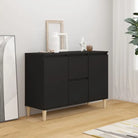 Modern dressoir van bewerkt hout in hoogglans wit stijlvol en stevig - Zwart / 1 - Dressoirs & buffetkasten